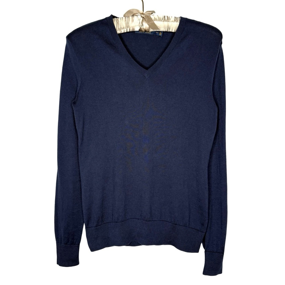 Polo Golf Ralph Lauren Sweater V-Neck 100% Cotton Women Small Minimalist Preppy